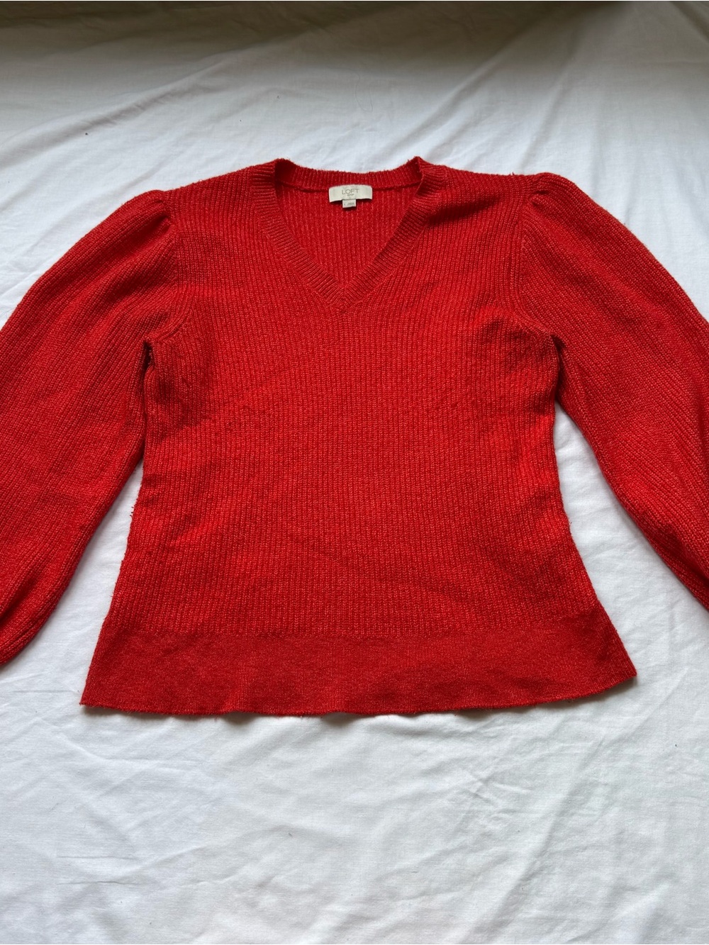 LOFT Orange V-Neck Knit Sweater